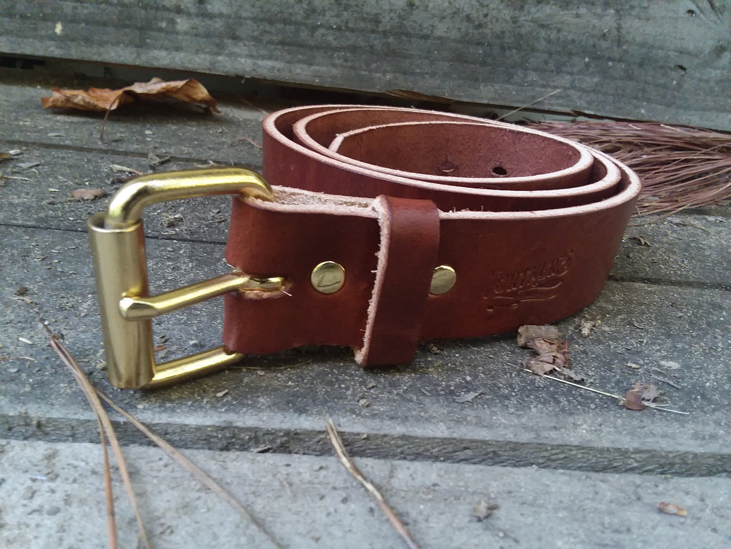 Men's Leather Belt -  Medium Brown Traditional Harness Leather
