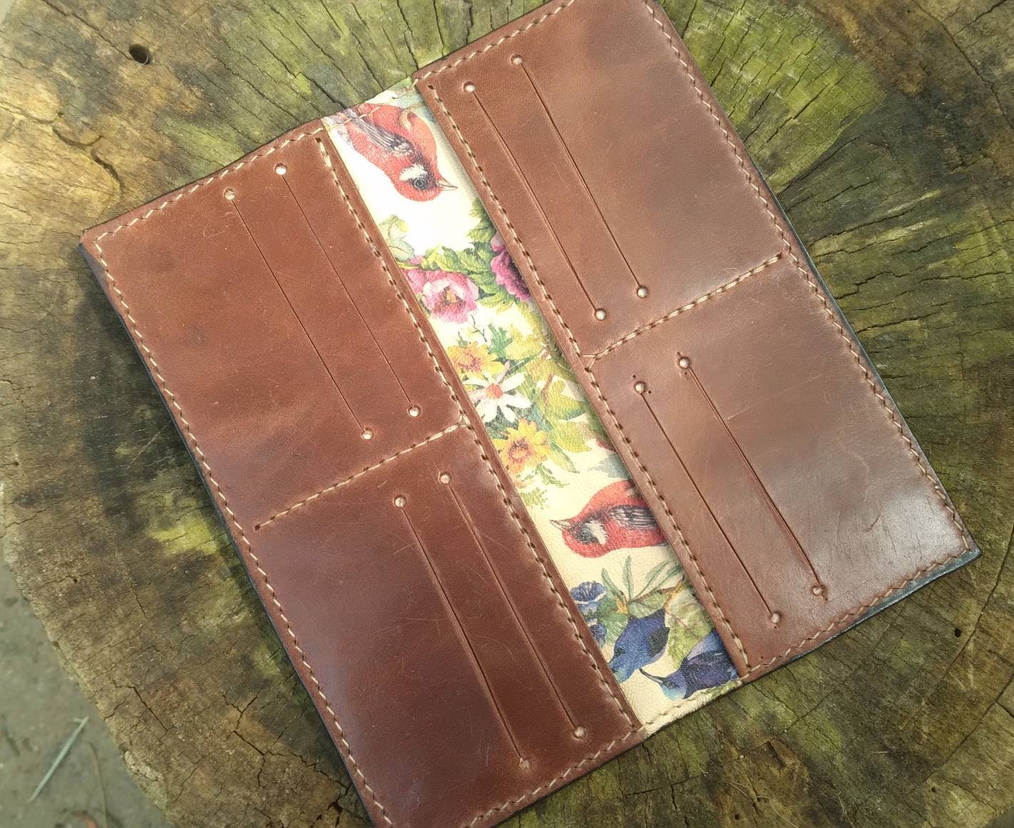 Leather Long Wallet / Roper Wallet / Mens / Womens / Floral / Handcrafted / Luxury / Card / Cash