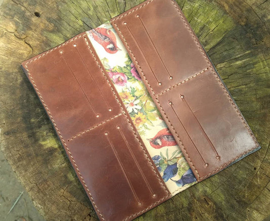 Leather Long Wallet / Roper Wallet / Mens / Womens / Floral / Handcrafted / Luxury / Card / Cash