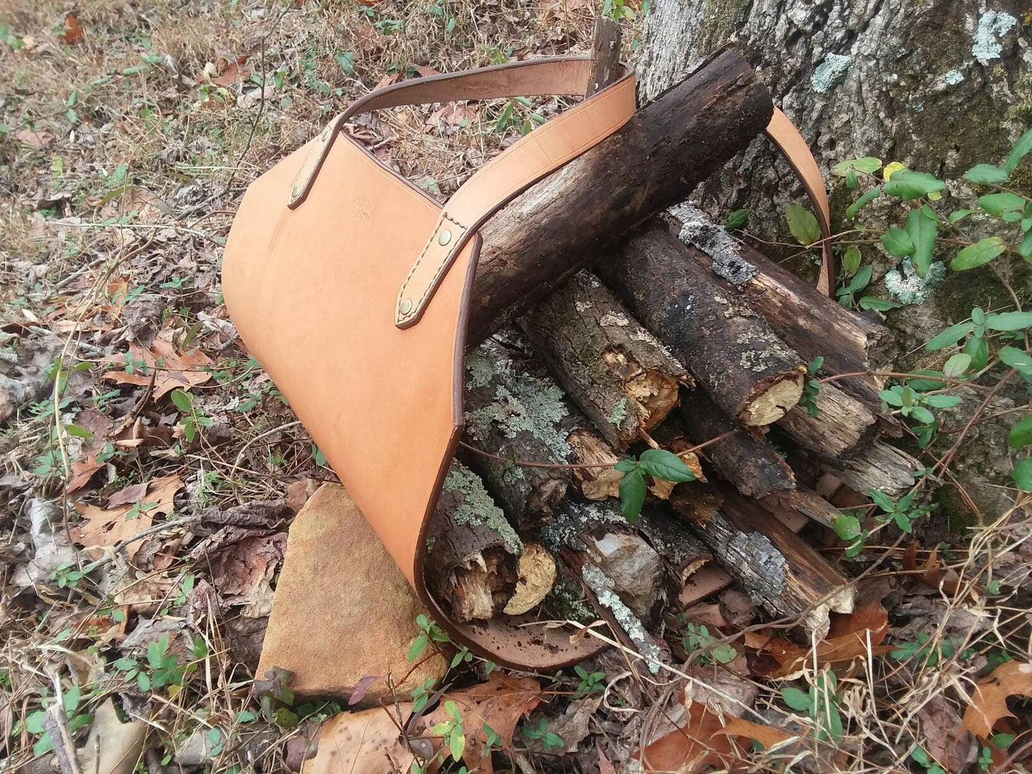 Leather Log / Firewood Carrier/ Heavy Duty