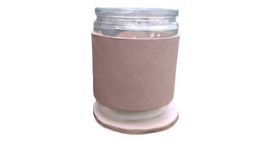 Candle with Leather Holder and Coaster / Customizable