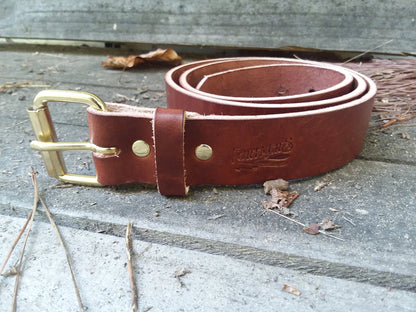 Men's Leather Belt -  Medium Brown Traditional Harness Leather