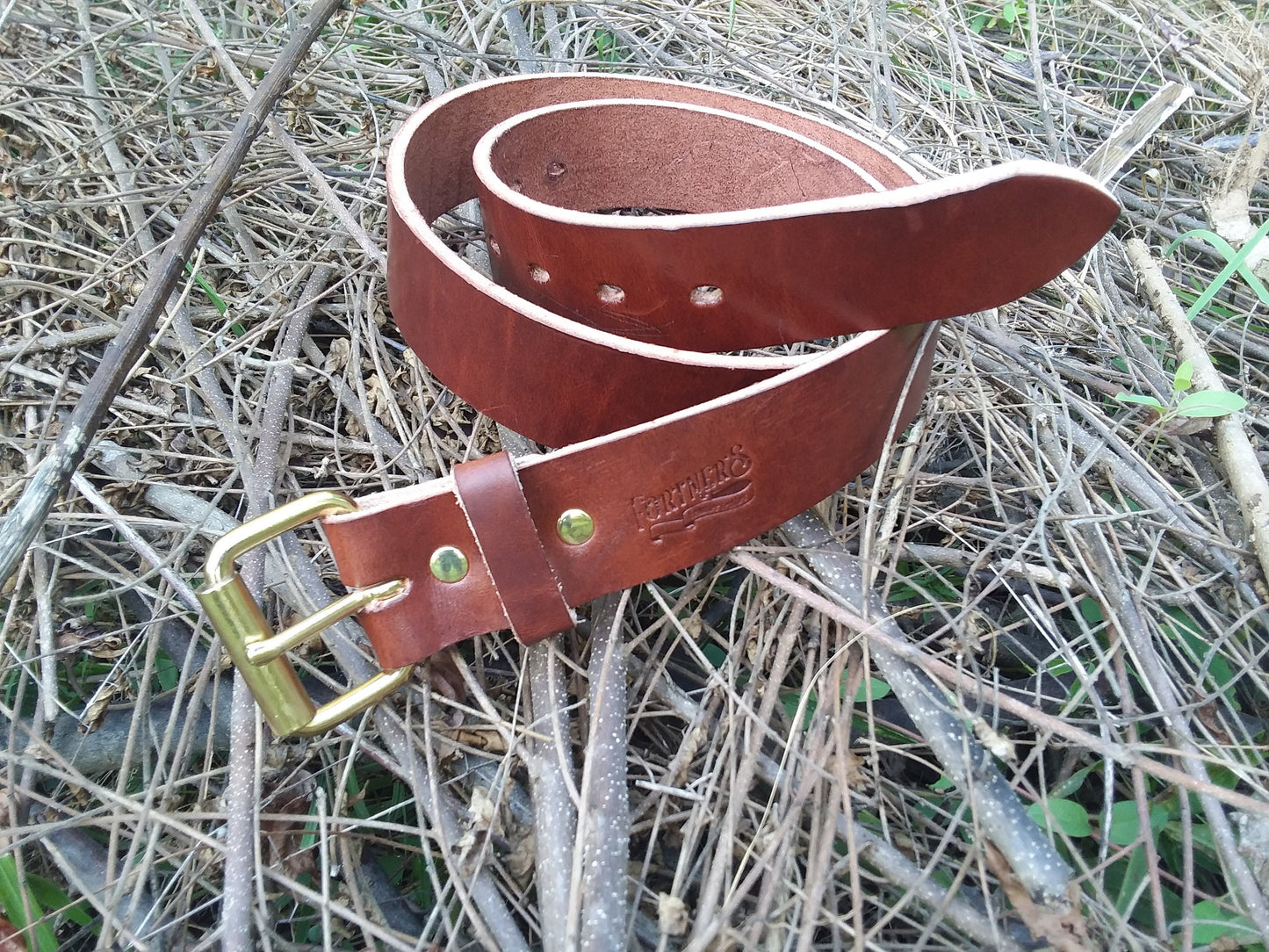 Men's Leather Belt -  Medium Brown Traditional Harness Leather