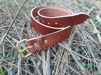 Men's Leather Belt -  Medium Brown Traditional Harness Leather