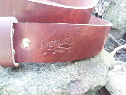 Men's Leather Belt -  Medium Brown Traditional Harness Leather