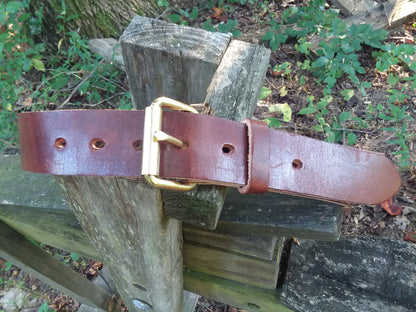 Men's Leather Belt -  Medium Brown Traditional Harness Leather