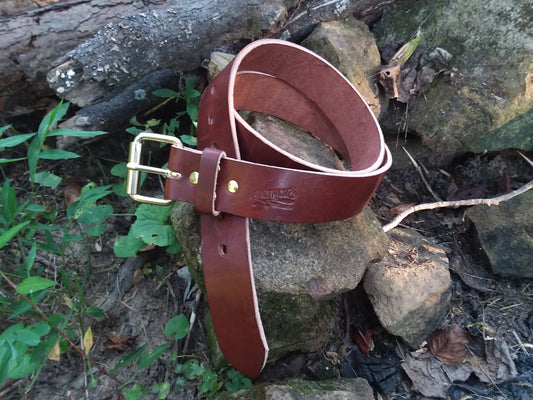 Men's Leather Belt -  Medium Brown Traditional Harness Leather