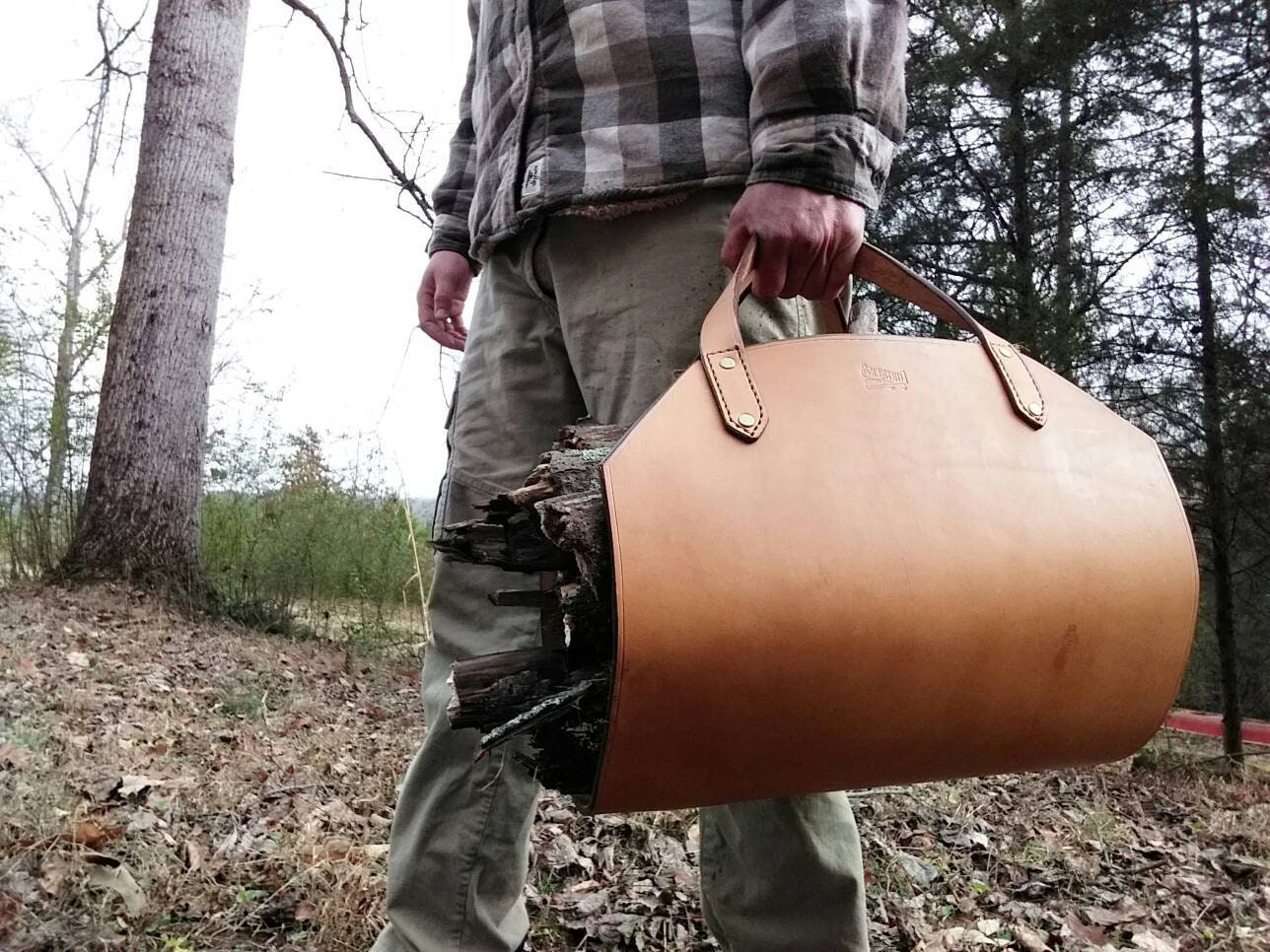 Leather Log / Firewood Carrier/ Heavy Duty