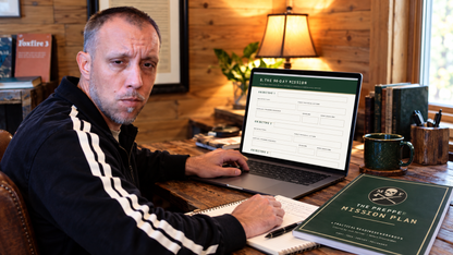 The fillable Prepper Mission Plan being used on a laptop