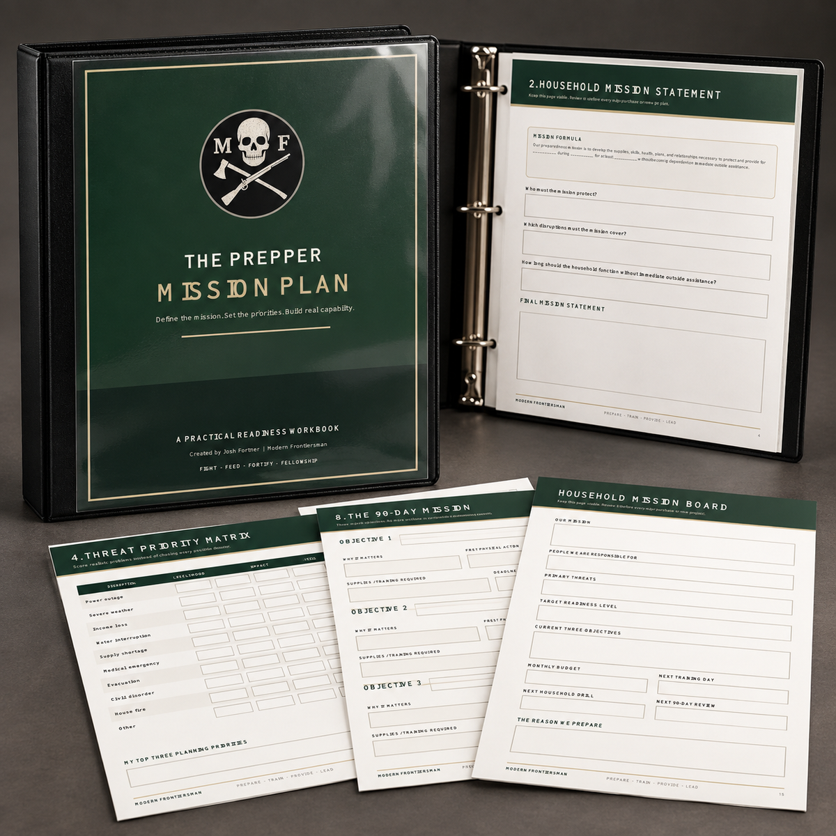 The Prepper Mission Plan signed hard copy in a black three-ring binder